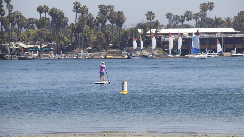 paddle boarding at mission beach