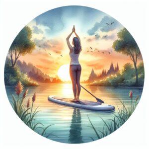 mountain pose paddle board